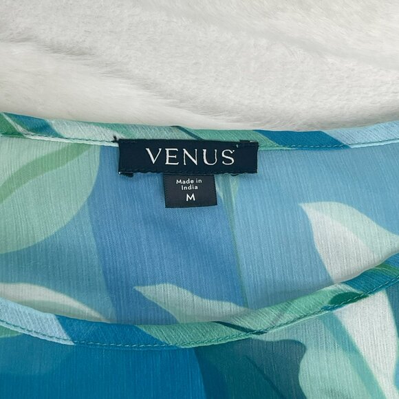 Venus Blouse Sheer Medium Blue Green Chiffon Romantic - Picture 7 of 9